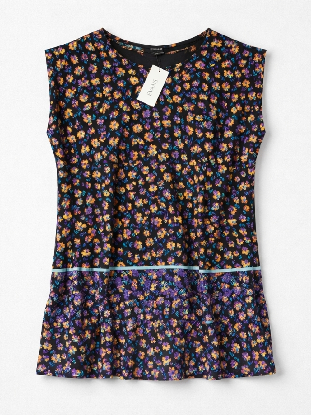 Evans Sunsetter Border Floral Sleeveless Tunic Top NWT Size 22/24 Boho Academia